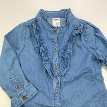 Load image into Gallery viewer, Girls H&amp;T, chambray cotton long sleeve shirt, GUC, size 1,  