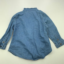 Load image into Gallery viewer, Girls H&amp;T, chambray cotton long sleeve shirt, GUC, size 1,  
