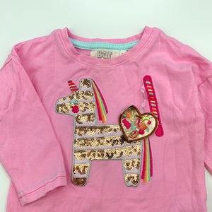 Girls BQT, pink stretchy long sleeve top, unicorn, GUC, size 0,  
