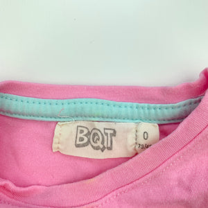 Girls BQT, pink stretchy long sleeve top, unicorn, GUC, size 0,  