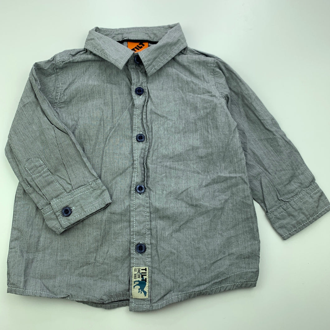 Boys Tilt, striped cotton long sleeve shirt, GUC, size 1,  