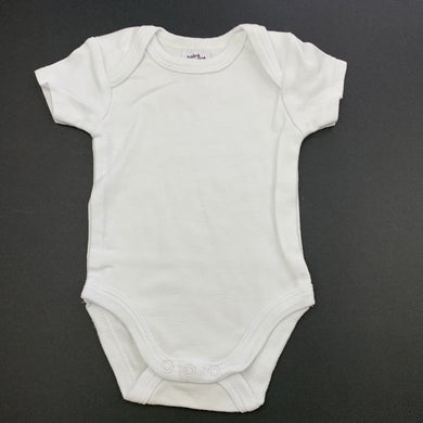 unisex Baby Berry, white cotton bodysuit / romper, GUC, size 000,  