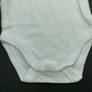 unisex Baby Berry, white cotton bodysuit / romper, GUC, size 000,  