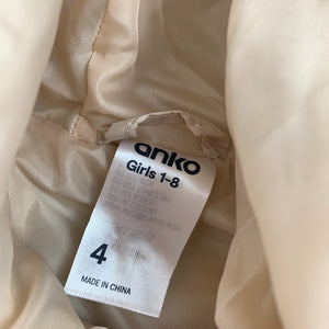 Girls Anko, beige hooded puffer jacket / coat, EUC, size 4,  