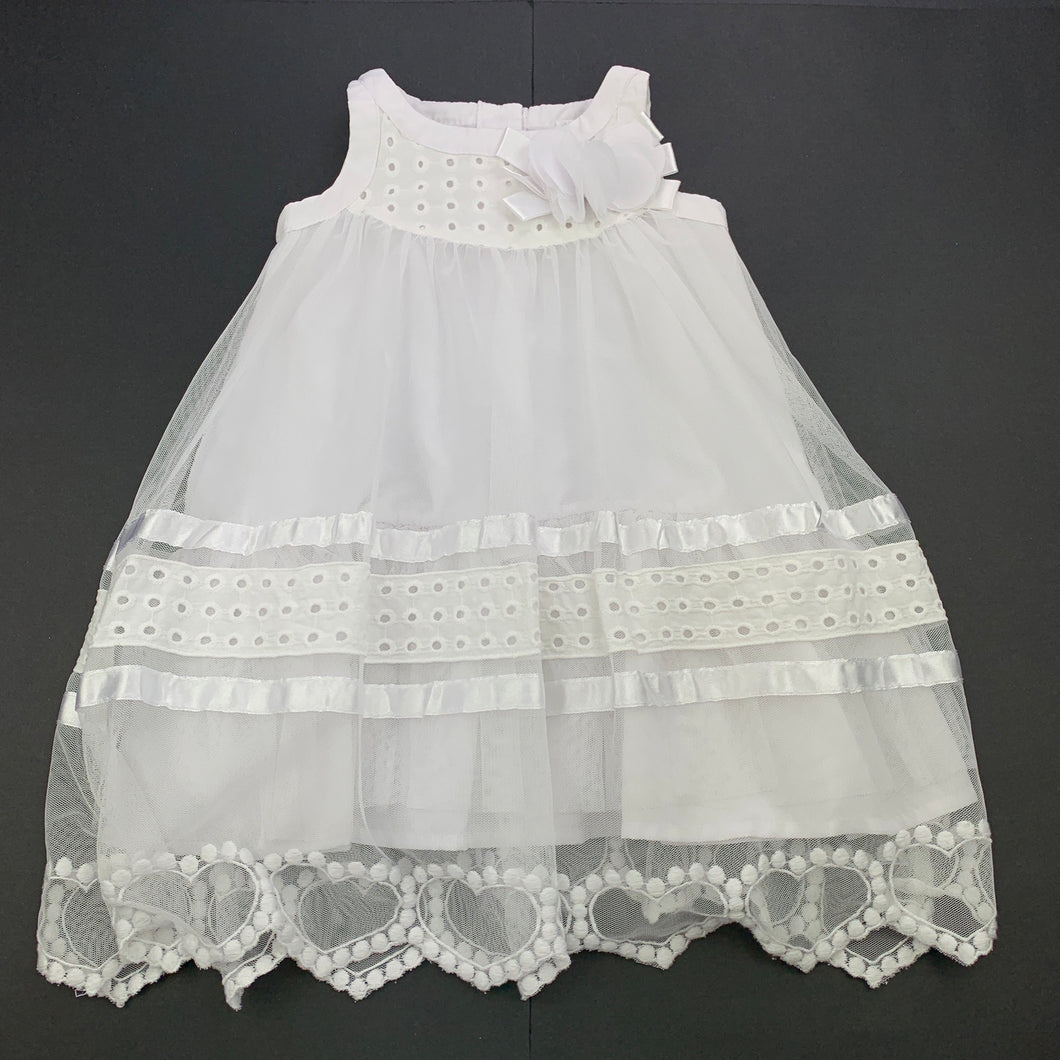 Girls Target, lined tulle & broderie party dress, EUC, size 0, L: 49cm