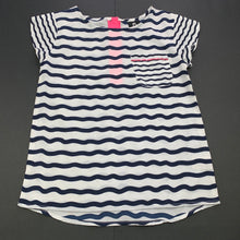Load image into Gallery viewer, Girls Sista, navy stripe lightweight top, small catch on front, FUC, size 7,  