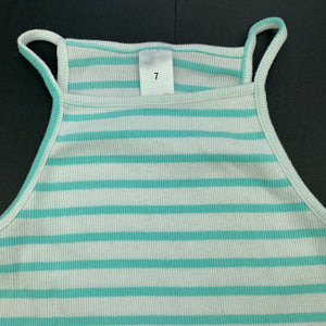 Girls Target, blue stripe stretchy singlet top, GUC, size 7,  