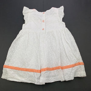 Girls Pumpkin Patch, lined broderie cotton party dress, FUC, size 0, L: 42cm
