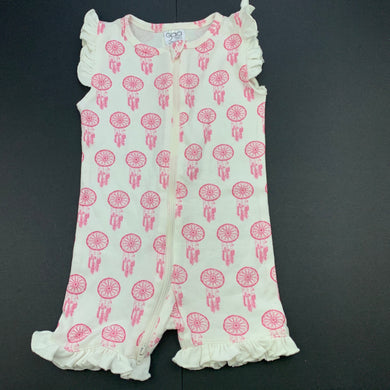 Girls Gaia, organic cotton zip romper, dream catchers, EUC, size 00,  