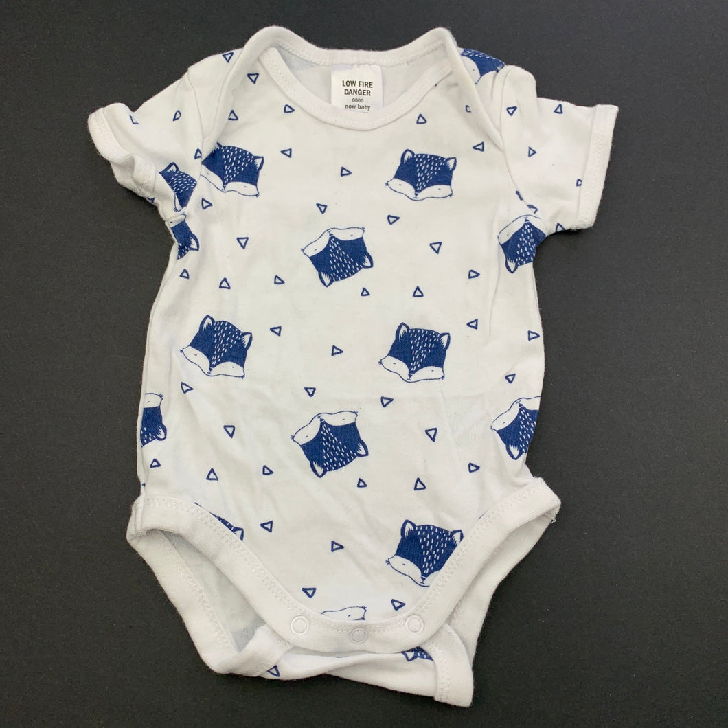 Boys Target, cotton bodysuit / romper, foxes, FUC, size 0000,  