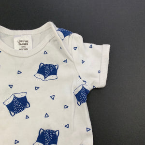 Boys Target, cotton bodysuit / romper, foxes, FUC, size 0000,  