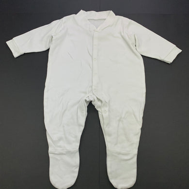 unisex white, cotton coverall / romper, EUC, size 00,  