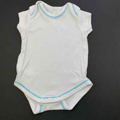 unisex Baby Club, white cotton bodysuit / romper, GUC, size 0000,  