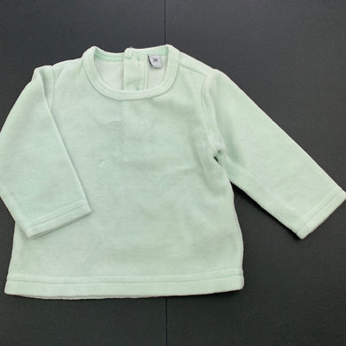 Girls velour, pale green long sleeve top, GUC, size 3 months,  