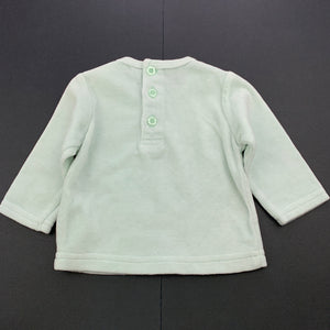 Girls velour, pale green long sleeve top, GUC, size 3 months,  