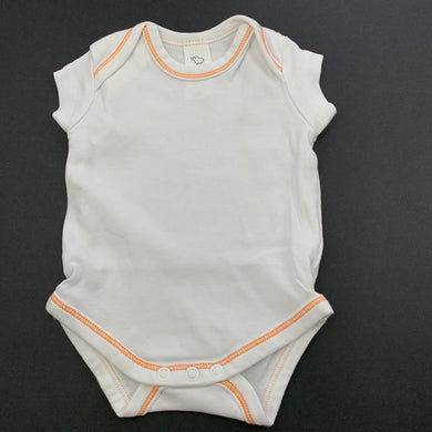 unisex Baby Club, white cotton romper / bodysuit, GUC, size 0000,  