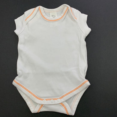 unisex Baby Club, white cotton romper / bodysuit, GUC, size 0000,  