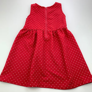 Girls H&T, red & white spot party dress, GUC, size 6, L: 62cm
