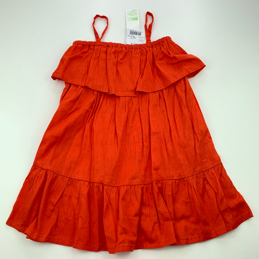 Girls Anko, persimmon lightweight cotton summer dress, NEW, size 3, L: 53cm