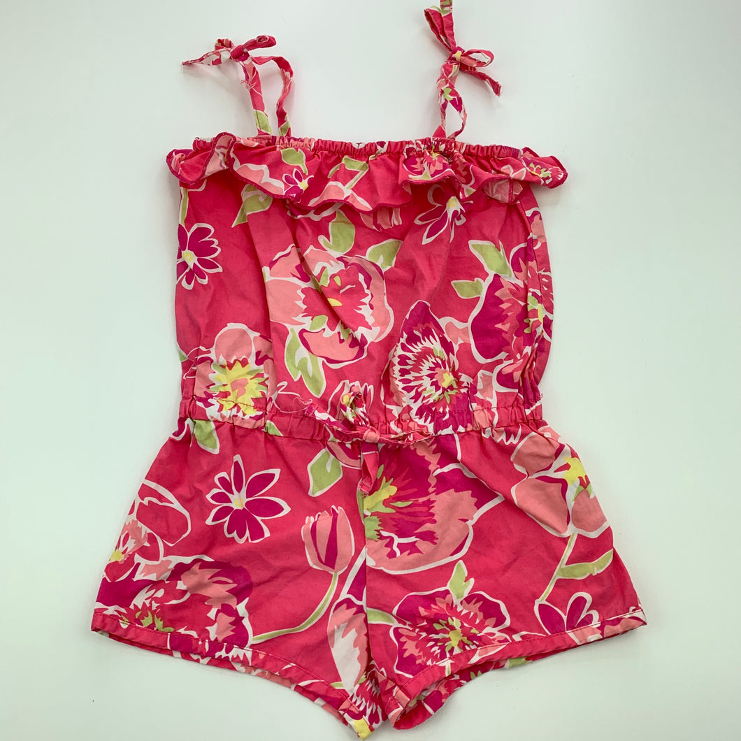 Girls Fun Spirit, lightweight floral cotton summer playsuit, GUC, size 1,  
