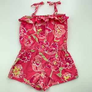 Girls Fun Spirit, lightweight floral cotton summer playsuit, GUC, size 1,  