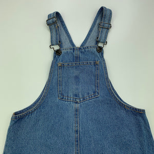 Girls Piping Hot, blue denim overalls dress / pinafore, EUC, size 7, L: 66cm
