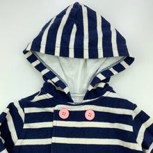 Load image into Gallery viewer, Girls striped, navy &amp; white hooded top, GUC, size 0,  