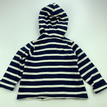 Load image into Gallery viewer, Girls striped, navy &amp; white hooded top, GUC, size 0,  