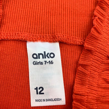 Load image into Gallery viewer, Girls Anko, orange ribbed stretchy summer top, EUC, size 12,  