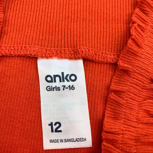 Girls Anko, orange ribbed stretchy summer top, EUC, size 12,  