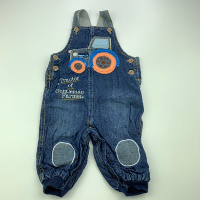 Boys Prends Ton Pouche, cotton lined denim overalls / dungarees, GUC, size 3 months,  