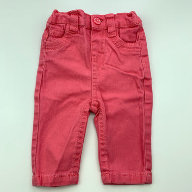 Girls EarlyDays, pink stretch cotton pants, elasticated, GUC, size 000,  