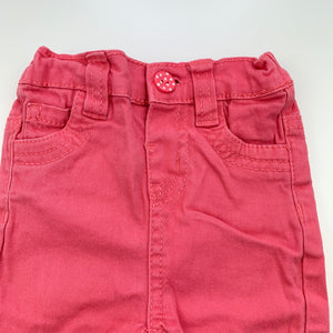 Girls EarlyDays, pink stretch cotton pants, elasticated, GUC, size 000,  