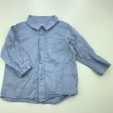 Boys H&M, blue cotton long sleeve shirt, GUC, size 0,  