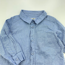 Load image into Gallery viewer, Boys H&amp;M, blue cotton long sleeve shirt, GUC, size 0,  