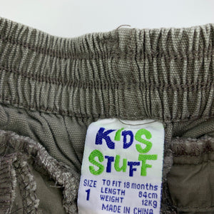 Boys Kids Stuff, khaki cotton cargo pants, elasticated, Inside leg: 26cm, FUC, size 1,  