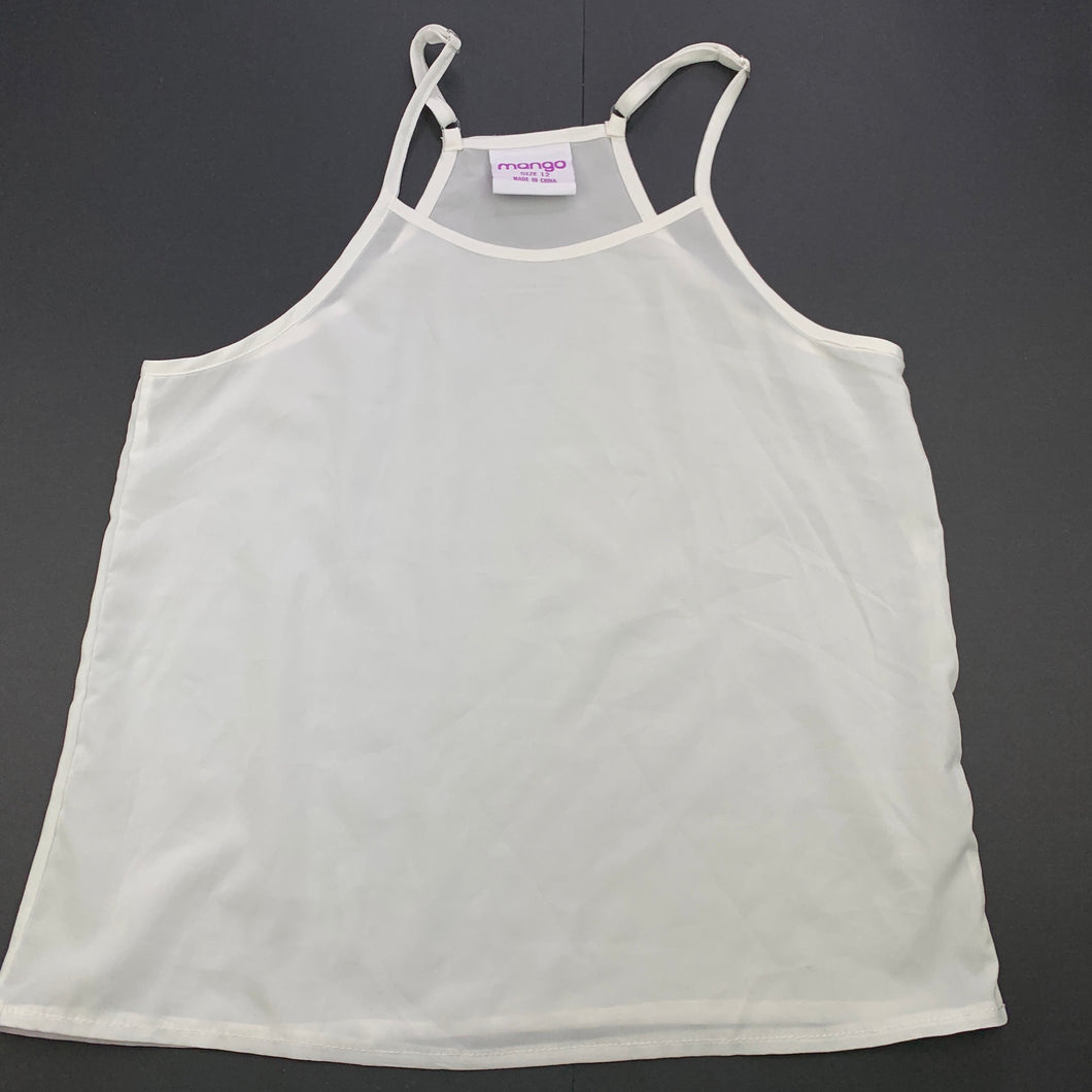 Girls Mango, white lightweight cami top, FUC, size 12,  