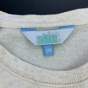 Girls Tilii, oatmeal sweater / jumper, light marks on sleeve, FUC, size 16,  