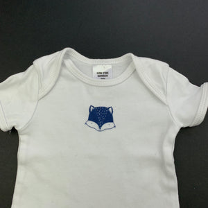 unisex Target, white cotton bodysuit / romper, fox, GUC, size 0000,  
