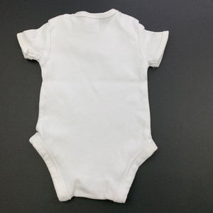 unisex Target, white cotton bodysuit / romper, fox, GUC, size 0000,  