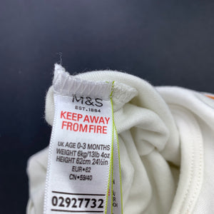 unisex M&S, cream cotton coverall / romper, GUC, size 000,  