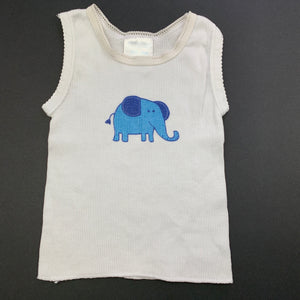 unisex Essentials, ribbed cotton singlet top, elephant, FUC, size 0000,  