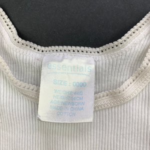unisex Essentials, ribbed cotton singlet top, elephant, FUC, size 0000,  