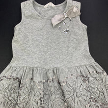 Load image into Gallery viewer, Girls Jack &amp; Milly, grey stretchy embellished party dress, FUC, size 1, L: 45cm