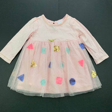 Girls Target, pink cotton & tulle party dress, EUC, size 00, L: 32cm