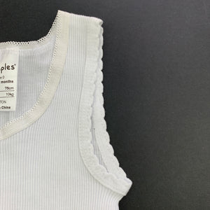 unisex Dymples, white ribbed cotton singlet top, EUC, size 0,  