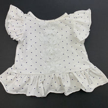 Load image into Gallery viewer, Girls Dymples, white t-shirt / top, lace flowers, FUC, size 000,  