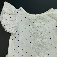 Load image into Gallery viewer, Girls Dymples, white t-shirt / top, lace flowers, FUC, size 000,  