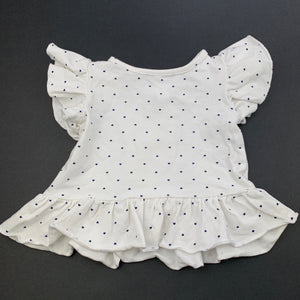 Girls Dymples, white t-shirt / top, lace flowers, FUC, size 000,  