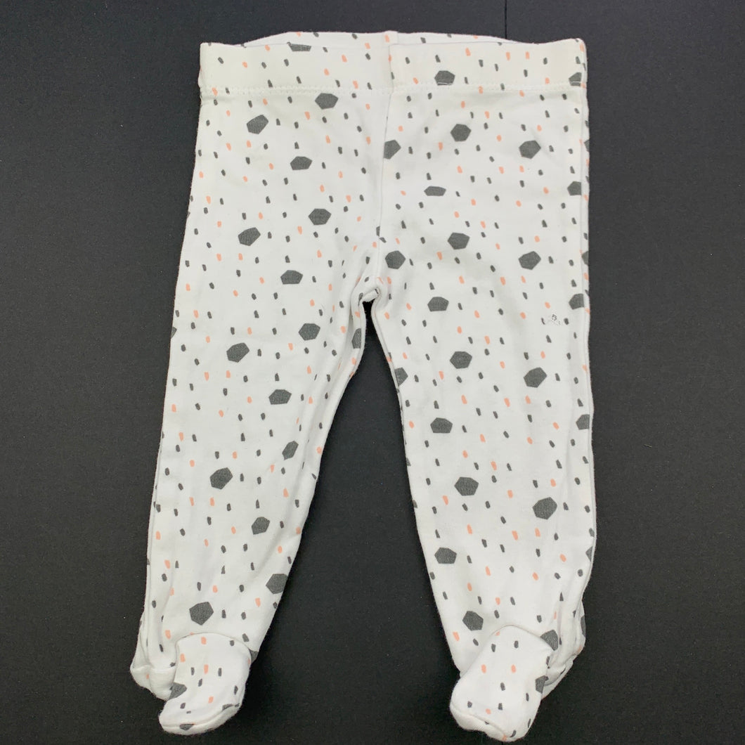 Girls Tiny Little Wonders, cotton footed leggings / bottoms, elasticated, EUC, size 000,  